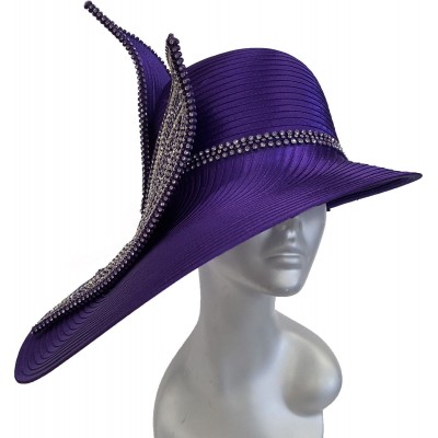 's Designer Dress Satin Ribbon All Year Around Dressy Church Hat Purple  eb-32815121